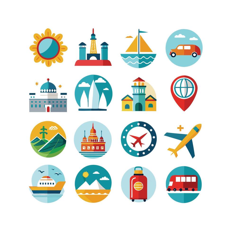 Travel Icon Set Collection for Documents, Websites and Mobile Applications vector