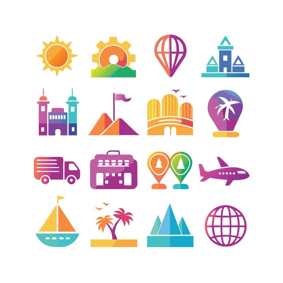 Travel Icon Set Collection for Documents, Websites and Mobile Applications vector