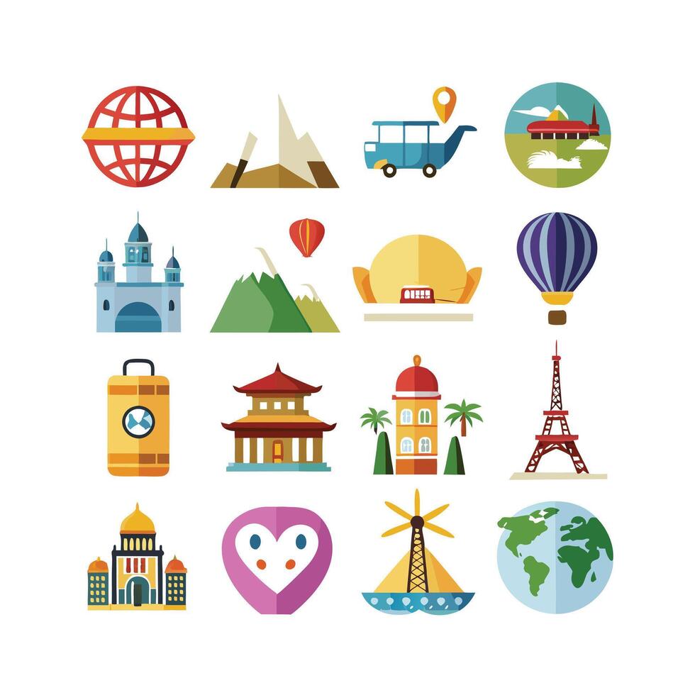 Travel Icon Set Collection for Documents, Websites and Mobile Applications vector