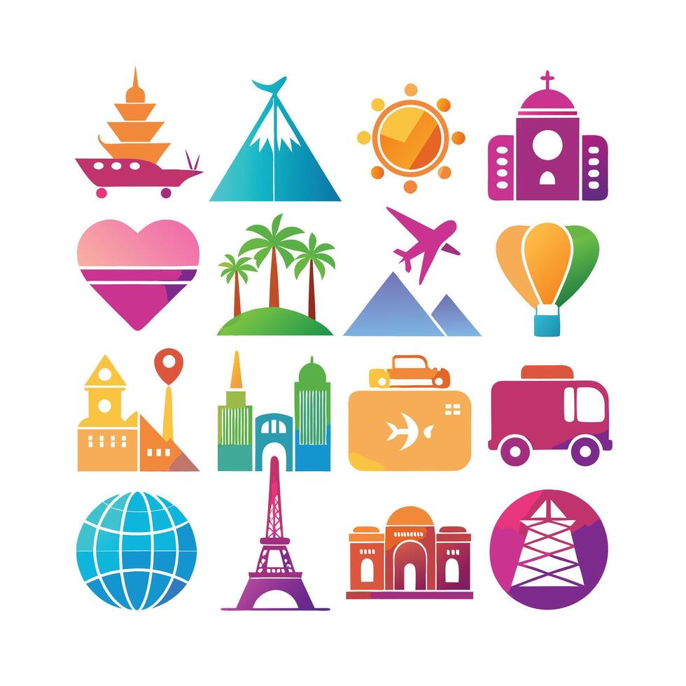 Travel Icon Set Collection for Documents, Websites and Mobile Applications vector