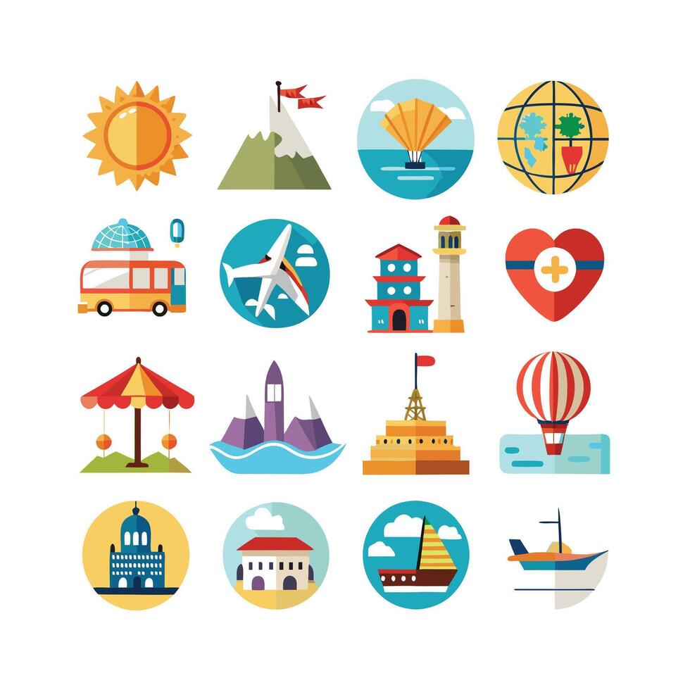 Travel Icon Set Collection for Documents, Websites and Mobile Applications vector