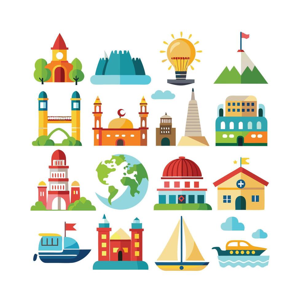 Travel Icon Set Collection for Documents, Websites and Mobile Applications vector