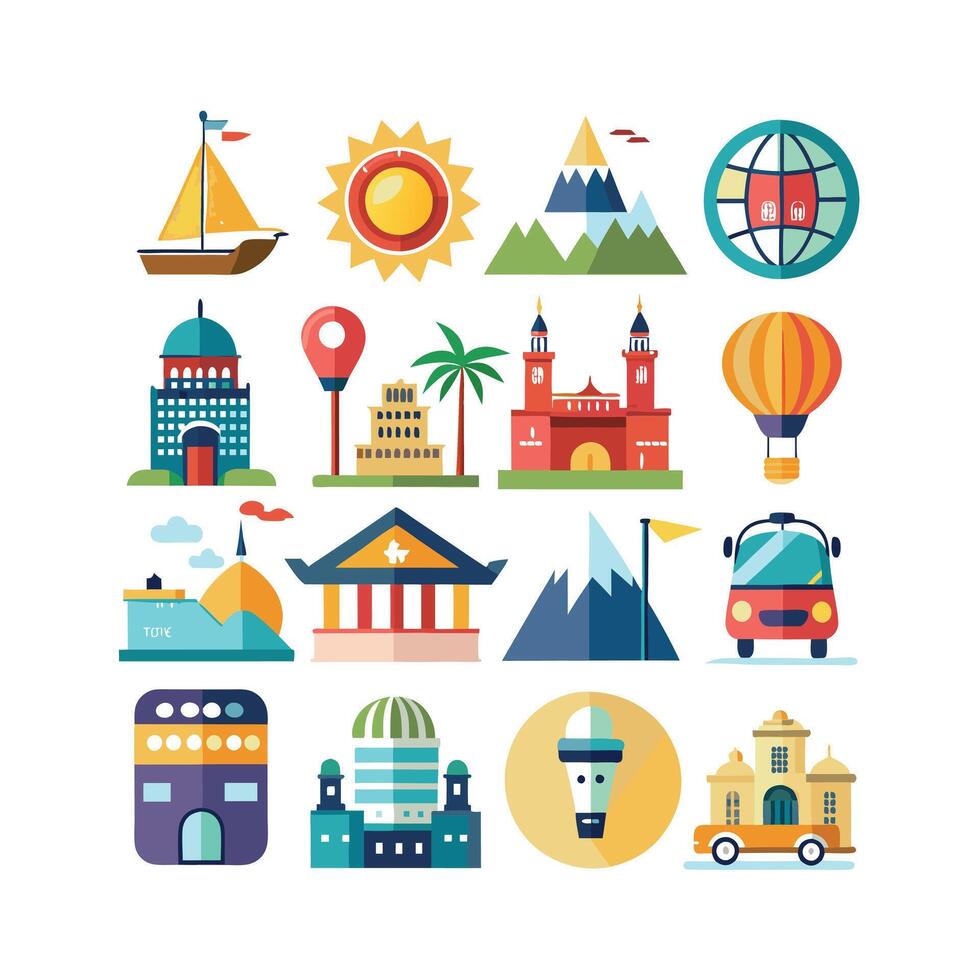 Travel Icon Set Collection for Documents, Websites and Mobile Applications vector
