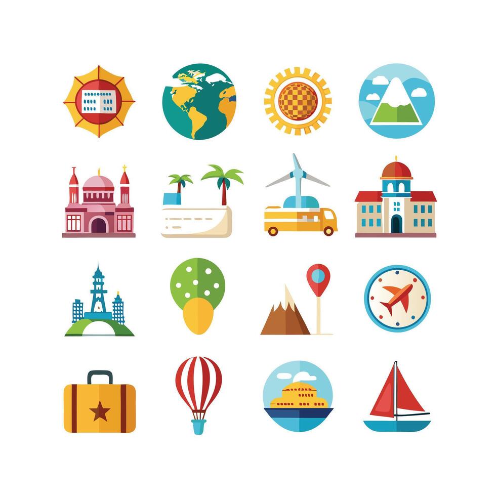 Travel Icon Set Collection for Documents, Websites and Mobile Applications vector