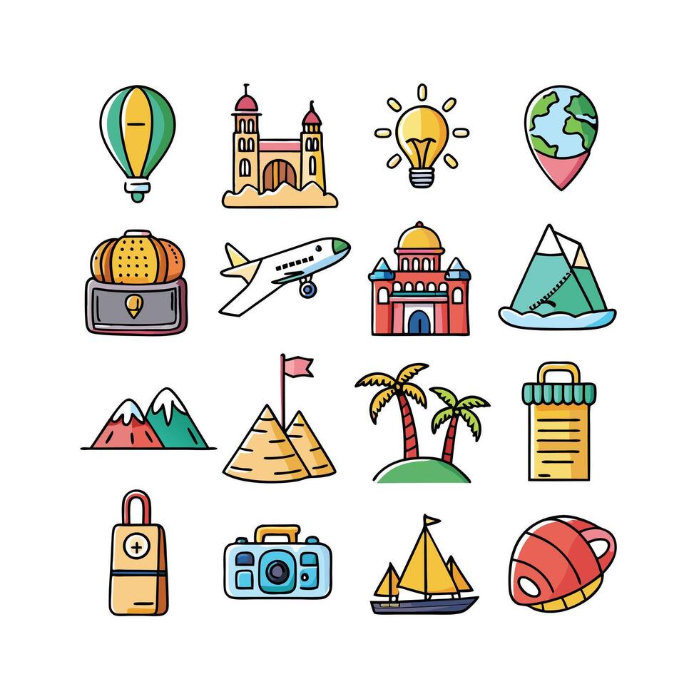 Travel Icon Set Collection for Documents, Websites and Mobile Applications vector