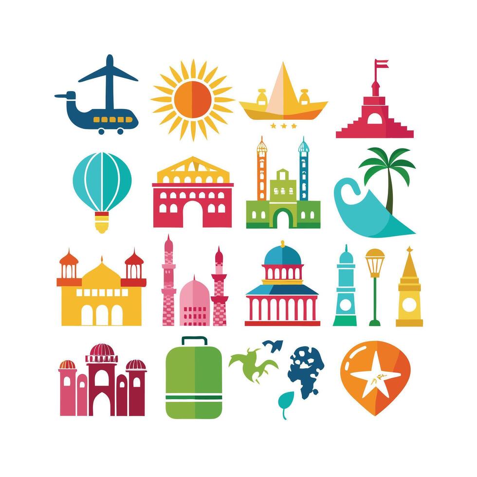 Travel Icon Set Collection for Documents, Websites and Mobile Applications vector