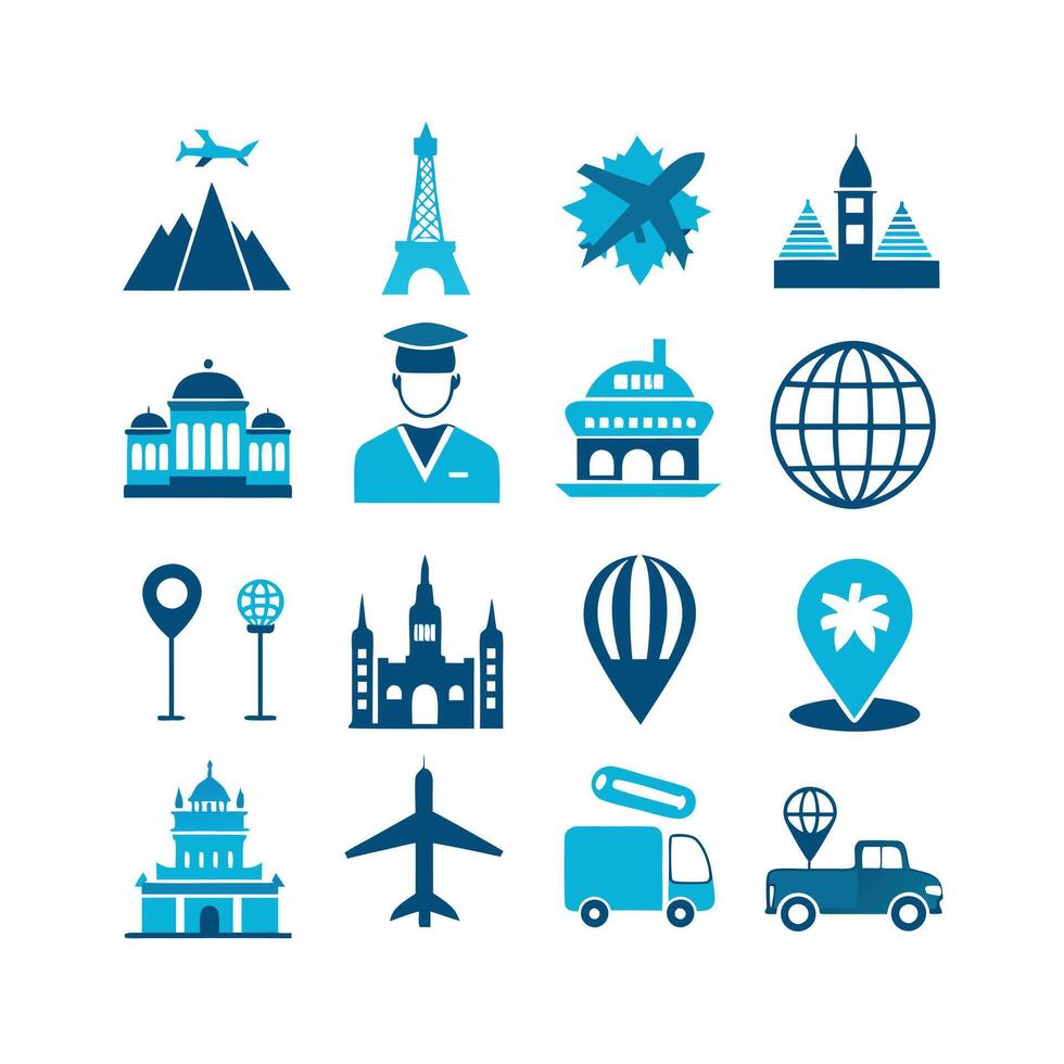Travel Icon Set Collection for Documents, Websites and Mobile Applications vector