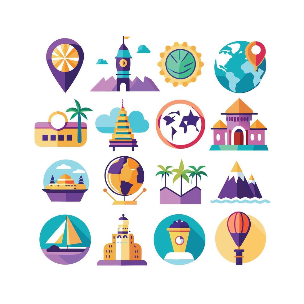 Travel Icon Set Collection for Documents, Websites and Mobile Applications vector