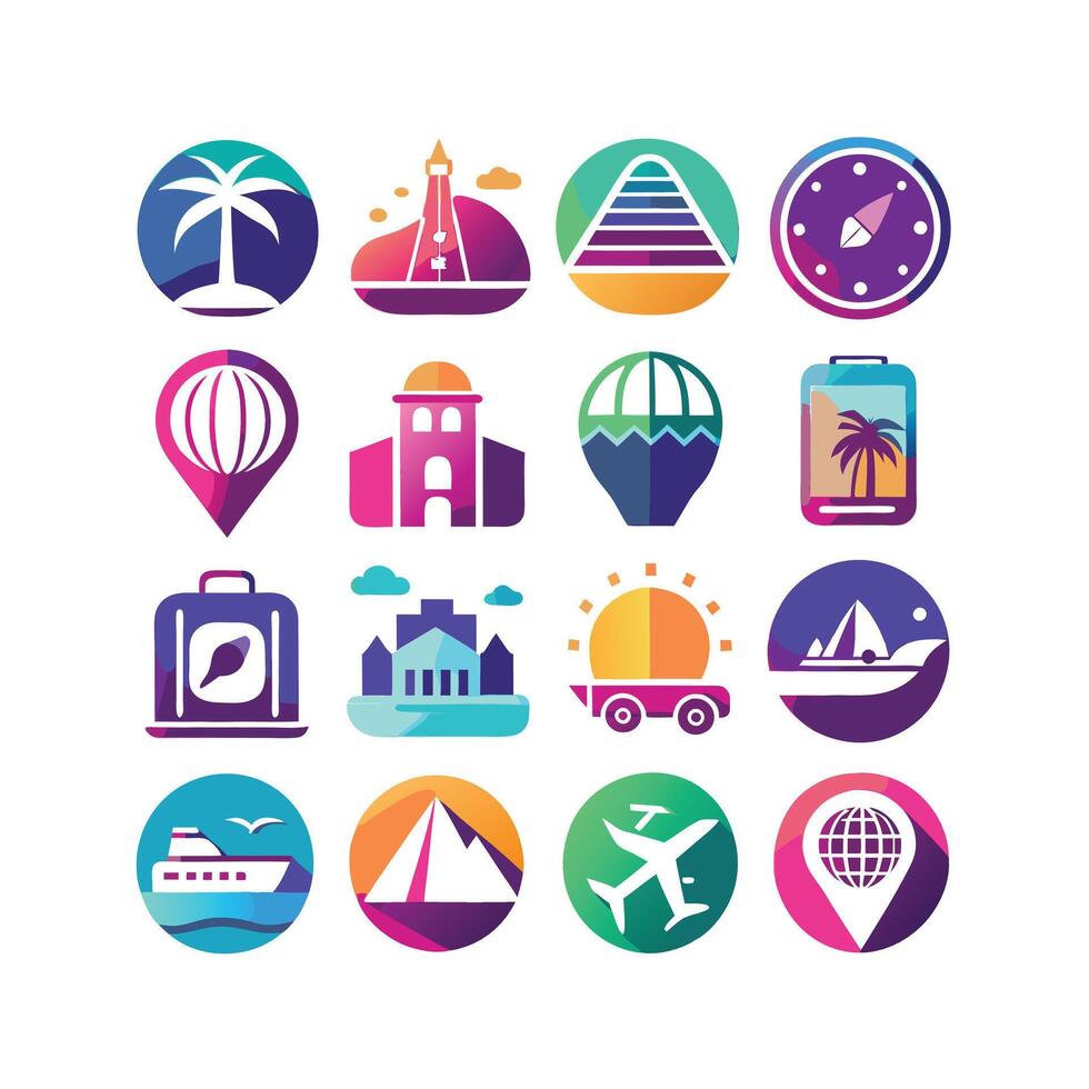 Travel Icon Set Collection for Documents, Websites and Mobile Applications vector