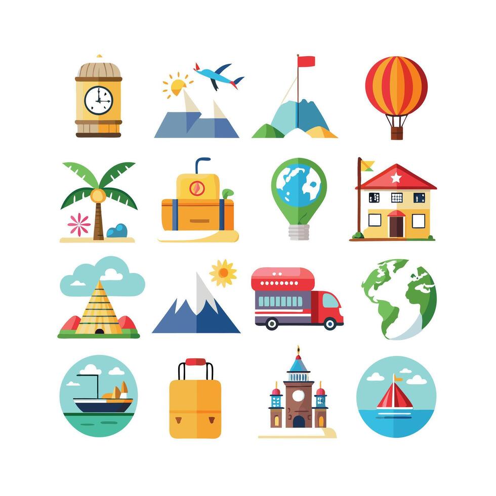 Travel Icon Set Collection for Documents, Websites and Mobile Applications vector