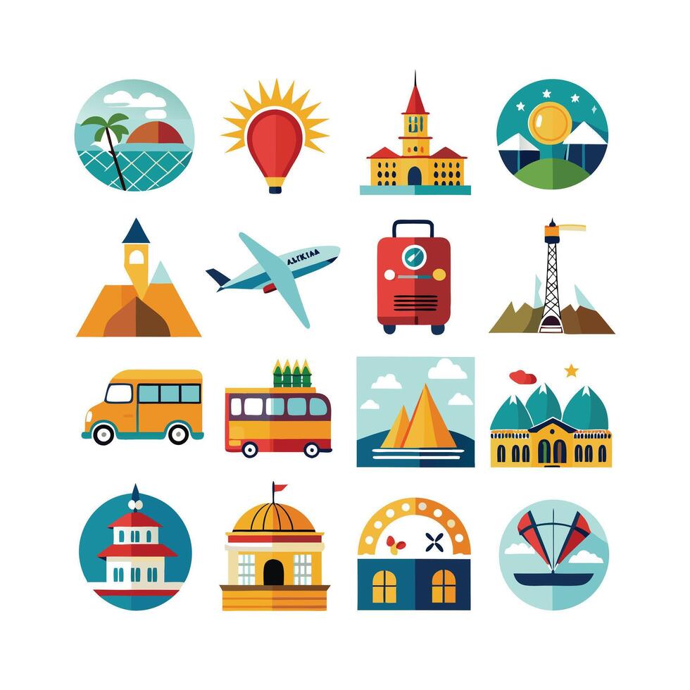 Travel Icon Set Collection for Documents, Websites and Mobile Applications vector
