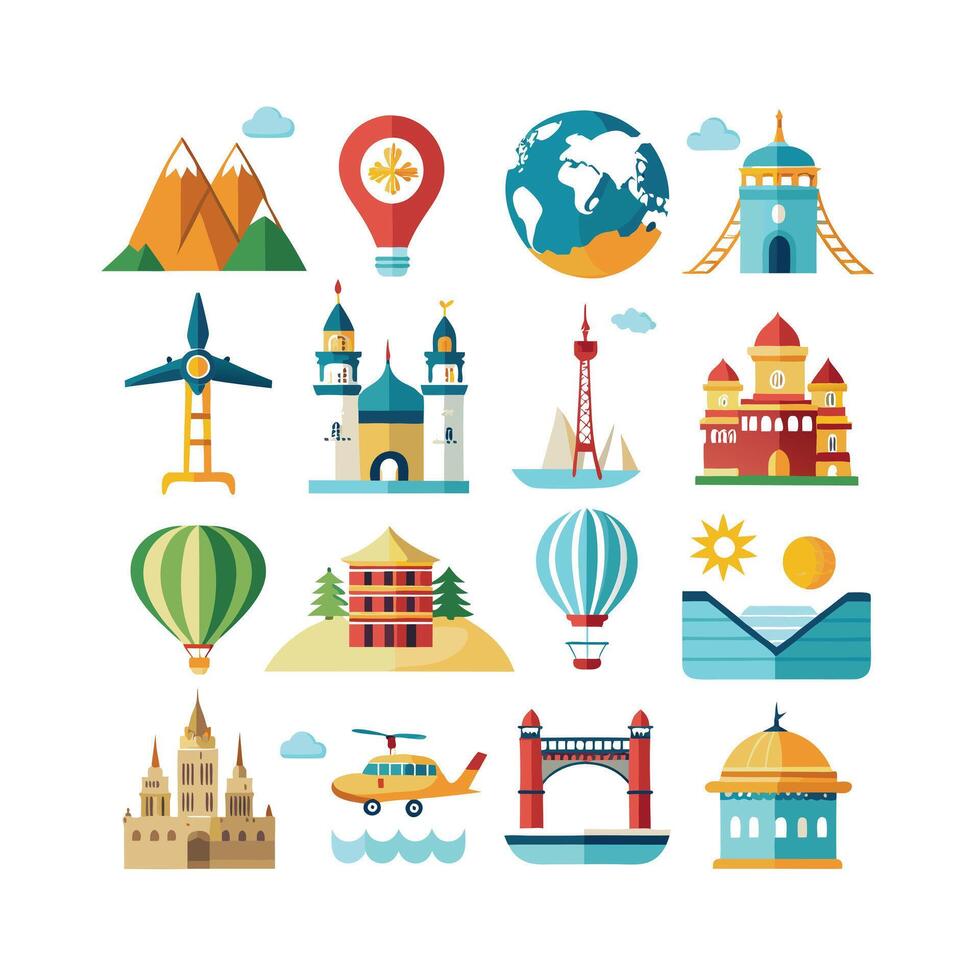 Travel Icon Set Collection for Documents, Websites and Mobile Applications vector