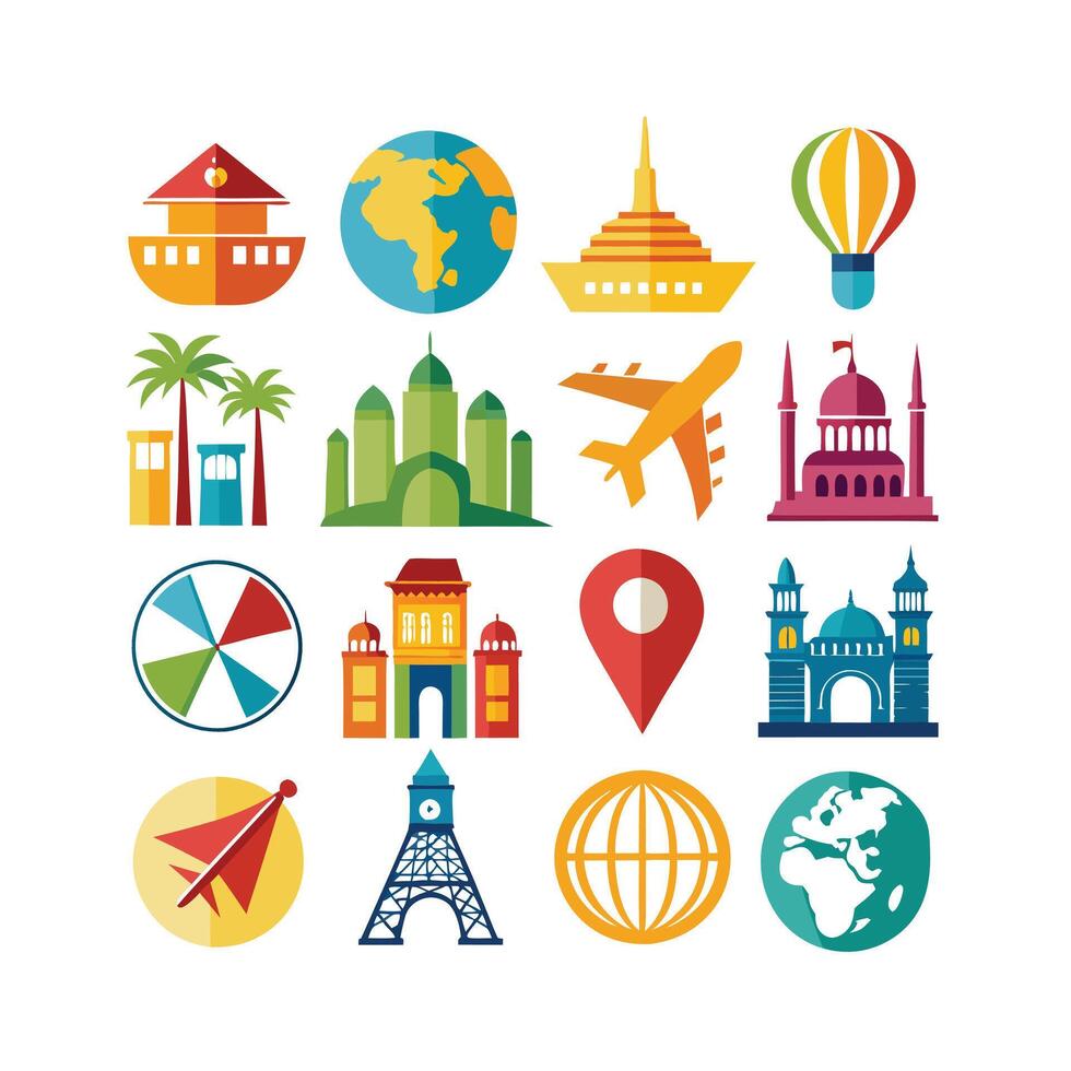 Travel Icon Set Collection for Documents, Websites and Mobile Applications vector