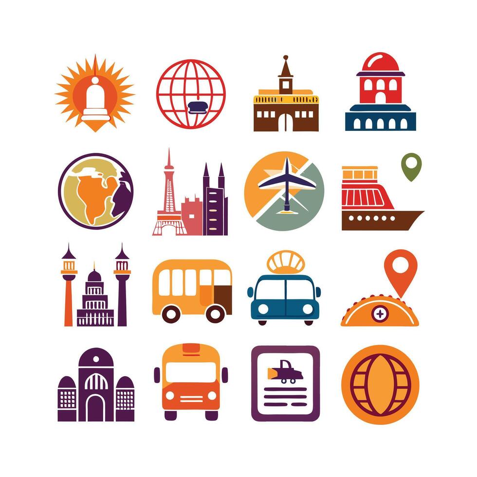 Travel Icon Set Collection for Documents, Websites and Mobile Applications vector