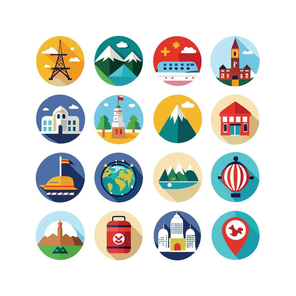 Travel Icon Set Collection for Documents, Websites and Mobile Applications vector