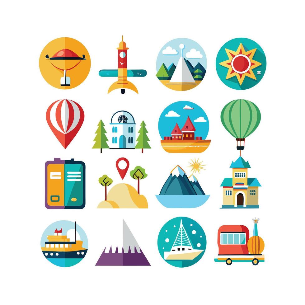 Travel Icon Set Collection for Documents, Websites and Mobile Applications vector