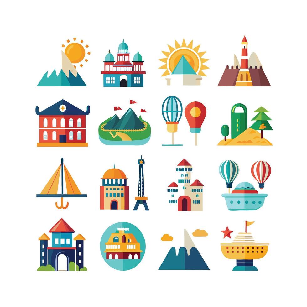Travel Icon Set Collection for Documents, Websites and Mobile Applications vector