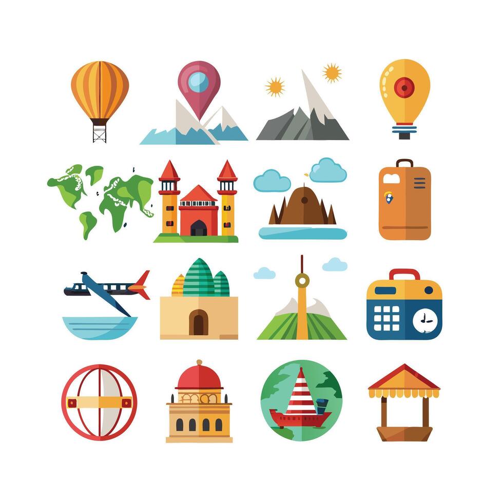 Travel Icon Set Collection for Documents, Websites and Mobile Applications vector