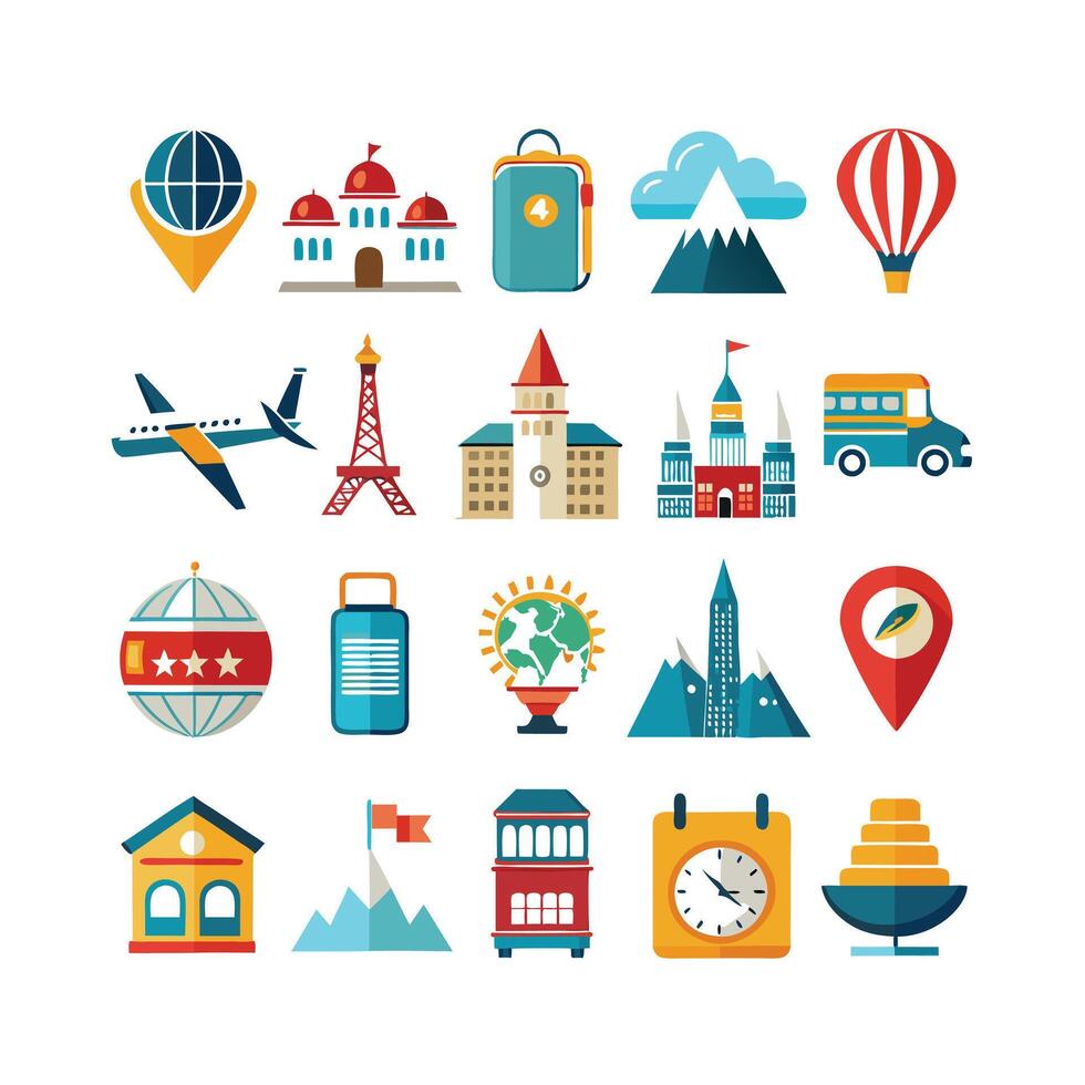 Travel Icon Set Collection for Documents, Websites and Mobile Applications vector