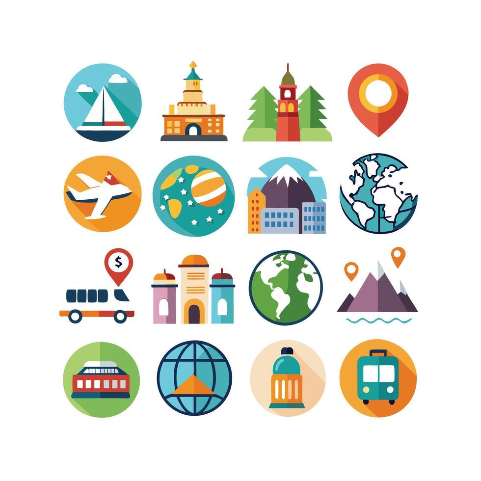 Travel Icon Set Collection for Documents, Websites and Mobile Applications vector