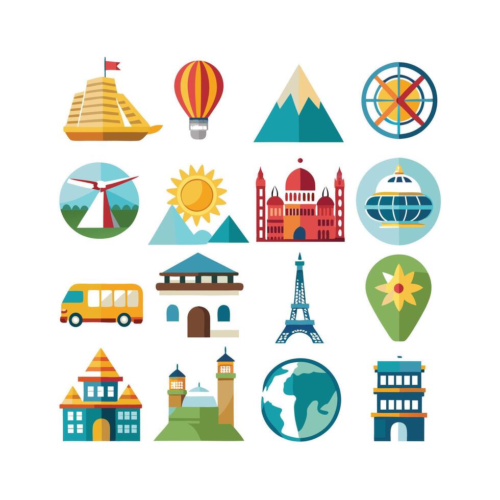 Travel Icon Set Collection for Documents, Websites and Mobile Applications vector