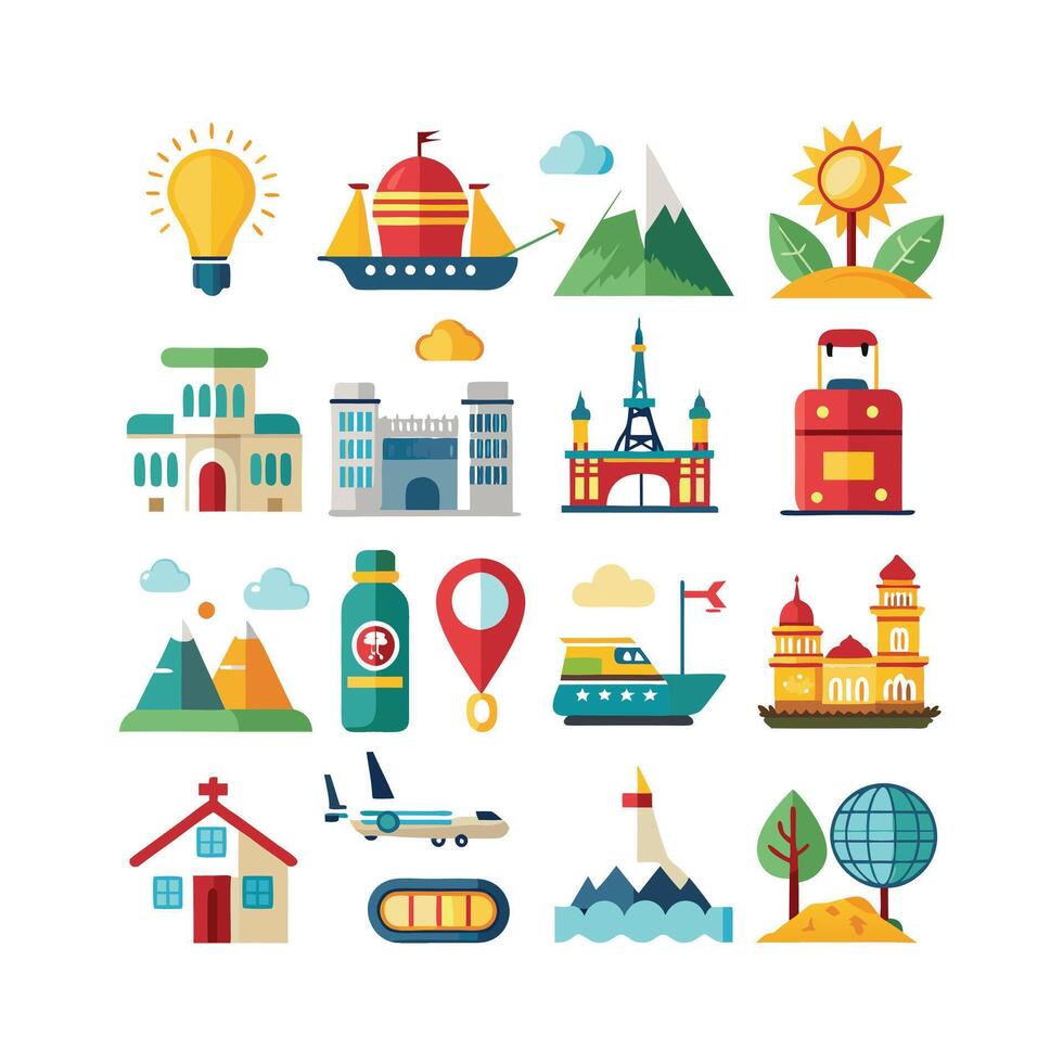 Travel Icon Set Collection for Documents, Websites and Mobile Applications vector