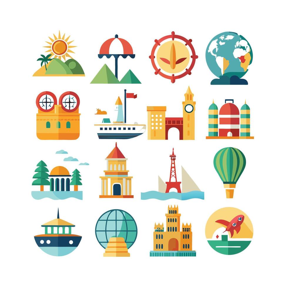 Travel Icon Set Collection for Documents, Websites and Mobile Applications vector