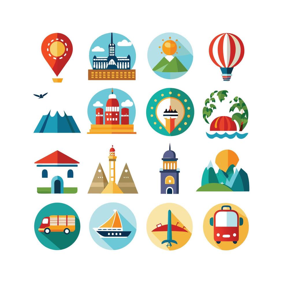 Travel Icon Set Collection for Documents, Websites and Mobile Applications vector
