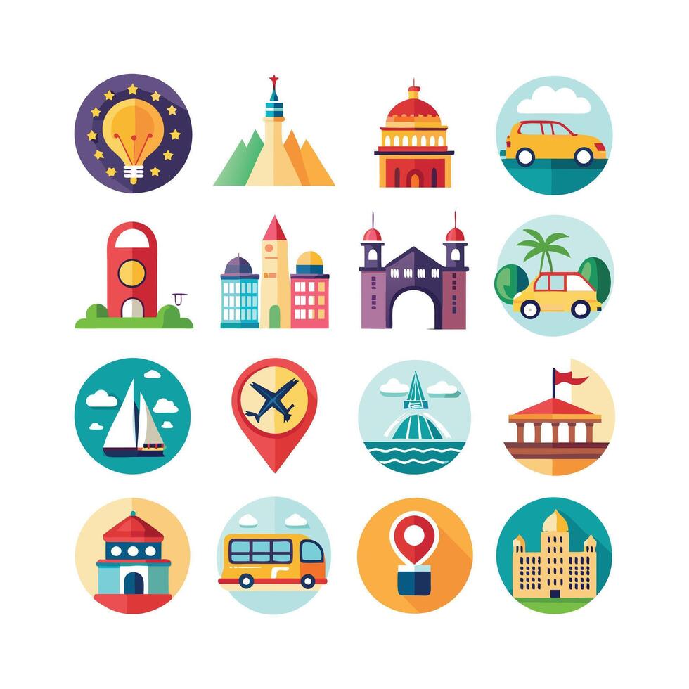 Travel Icon Set Collection for Documents, Websites and Mobile Applications vector