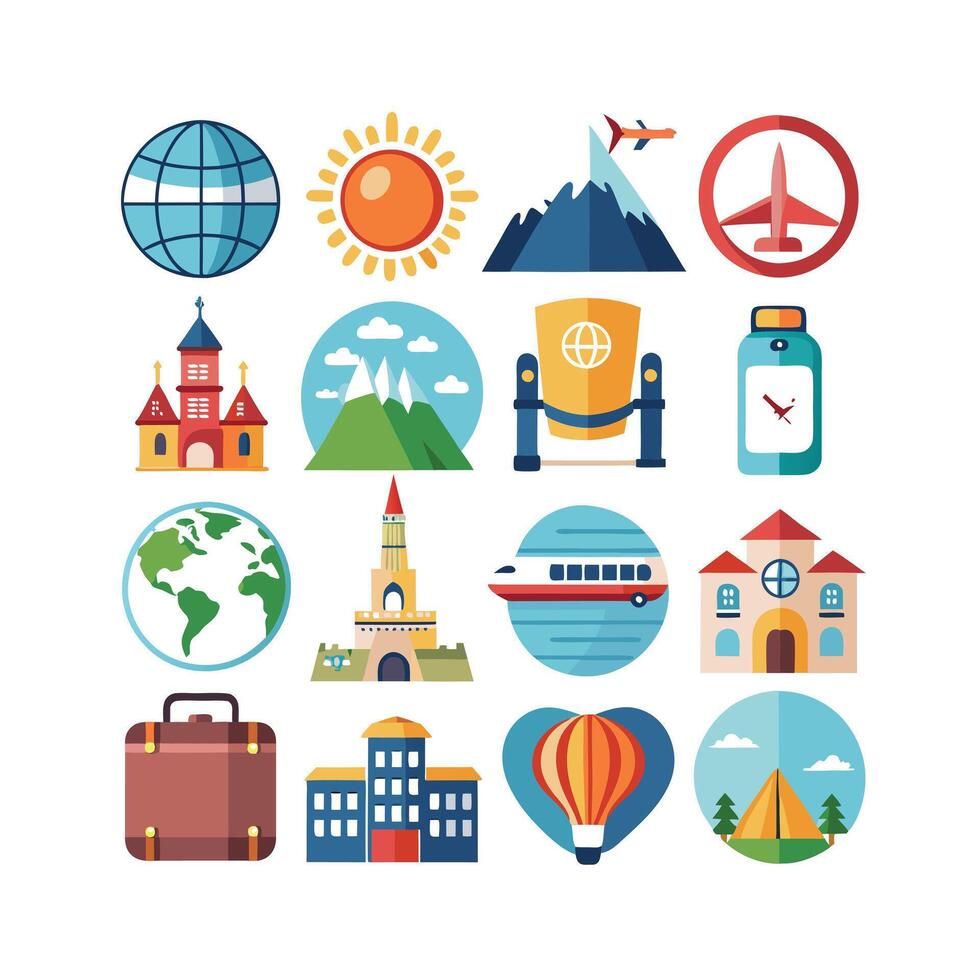 Travel Icon Set Collection for Documents, Websites and Mobile Applications vector