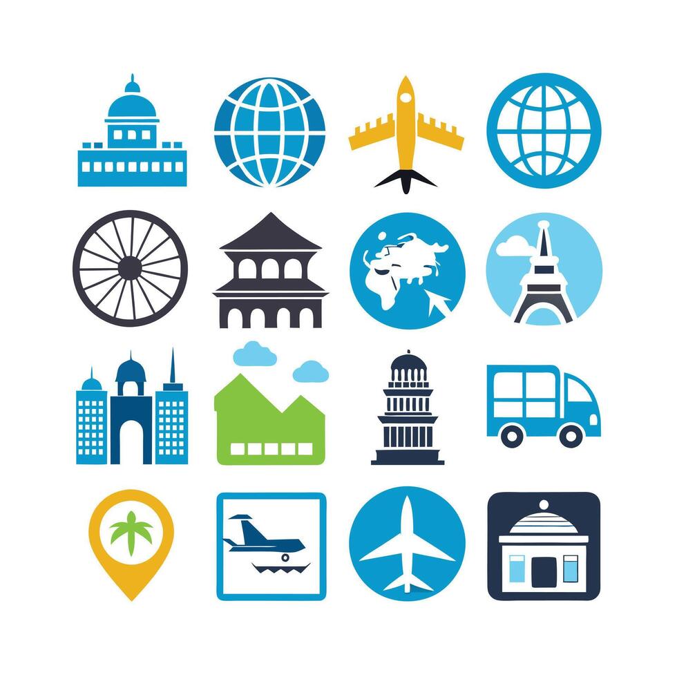 Travel Icon Set Collection for Documents, Websites and Mobile Applications vector