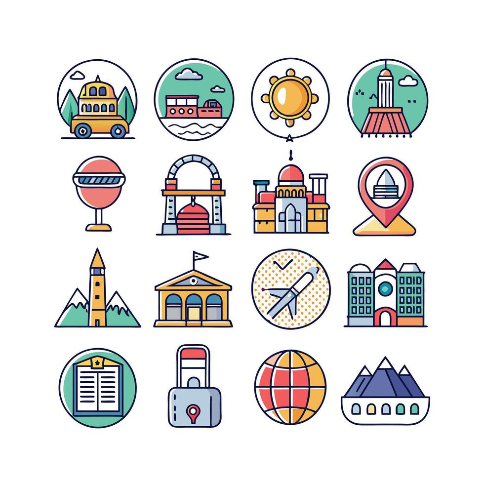 Travel Icon Set Collection for Documents, Websites and Mobile Applications vector