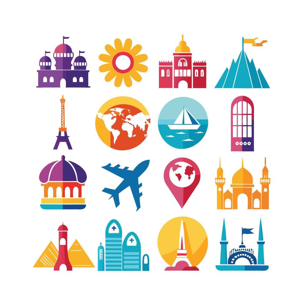 Travel Icon Set Collection for Documents, Websites and Mobile Applications vector