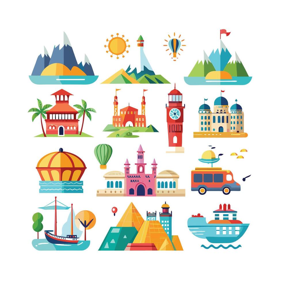 Travel Icon Set Collection for Documents, Websites and Mobile Applications vector