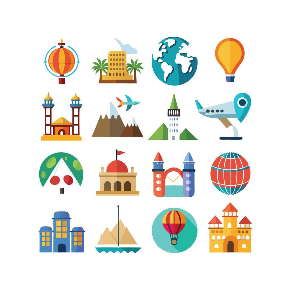 Travel Icon Set Collection for Documents, Websites and Mobile Applications vector