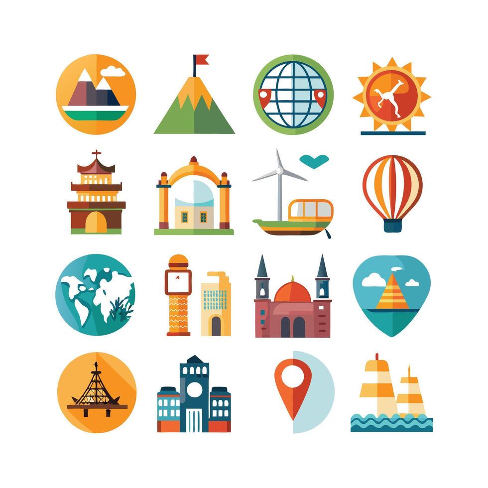 Travel Icon Set Collection for Documents, Websites and Mobile Applications vector