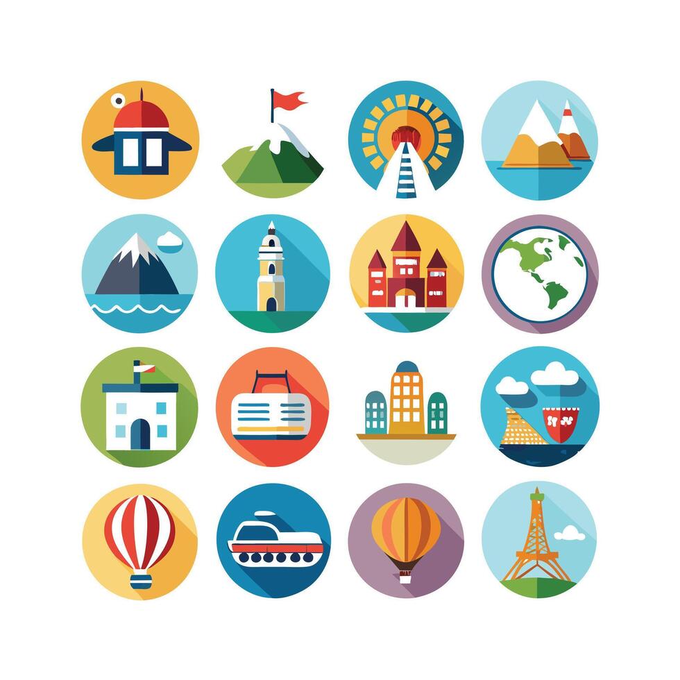 Travel Icon Set Collection for Documents, Websites and Mobile Applications vector
