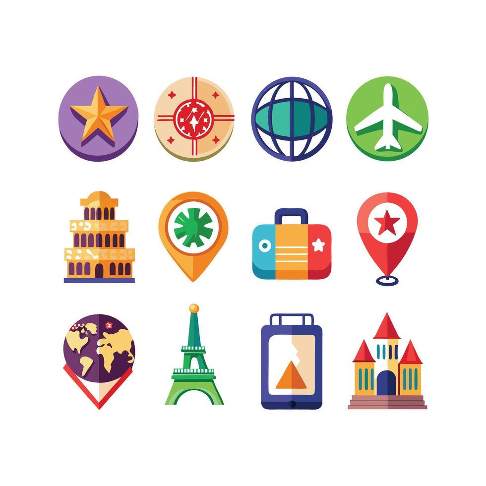 Travel Icon Set Collection for Documents, Websites and Mobile Applications vector