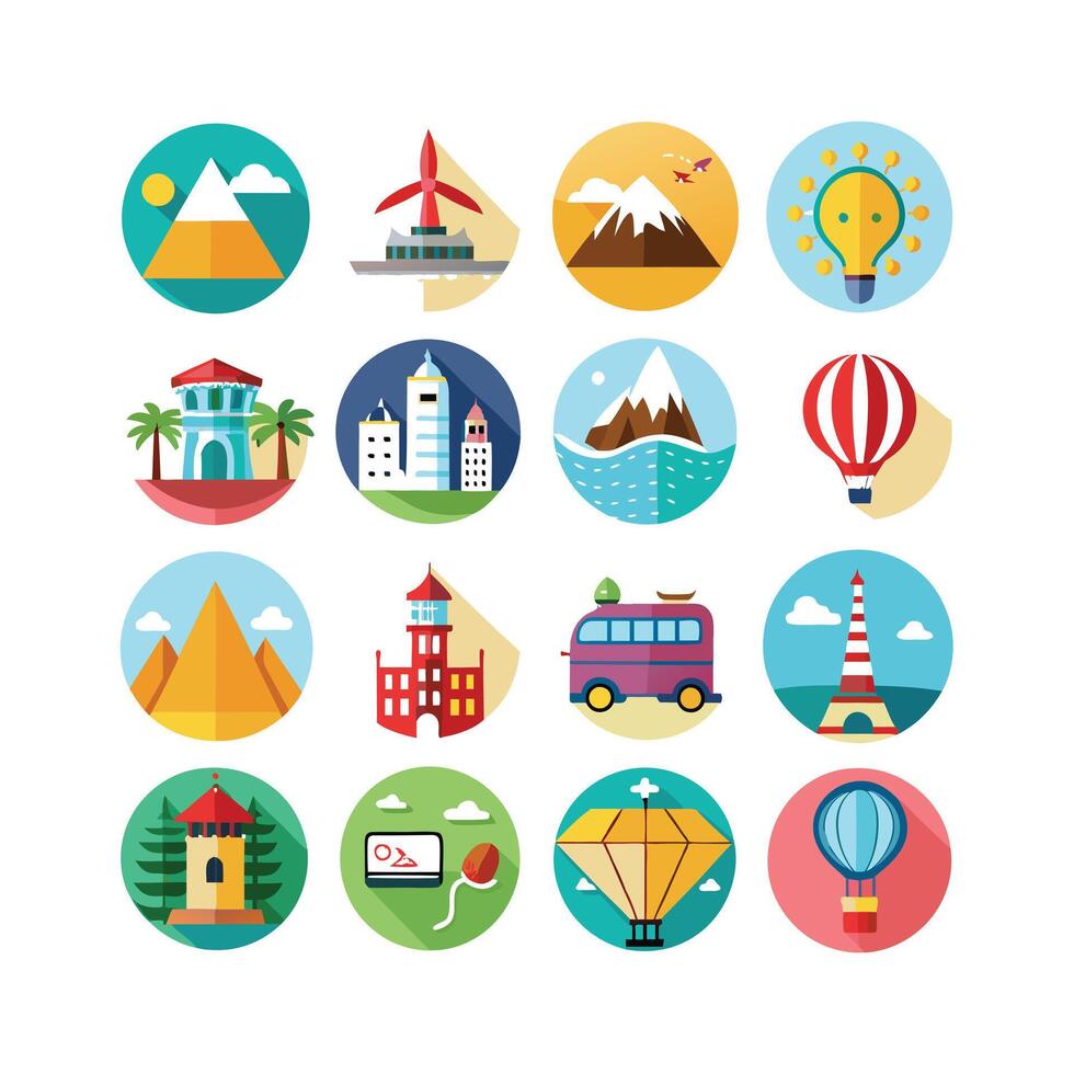 Travel Icon Set Collection for Documents, Websites and Mobile Applications vector