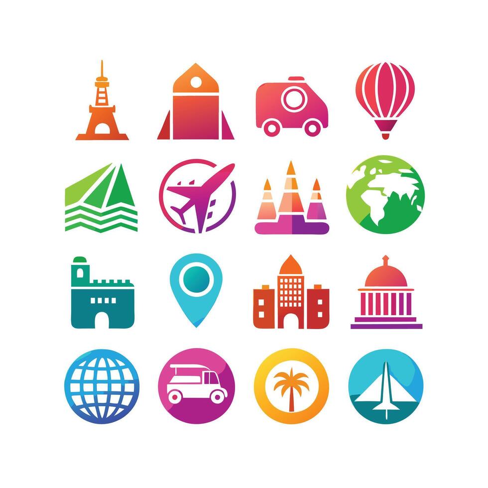 Travel Icon Set Collection for Documents, Websites and Mobile Applications vector