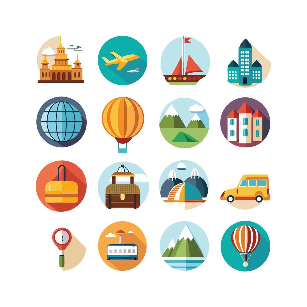 Travel Icon Set Collection for Documents, Websites and Mobile Applications vector