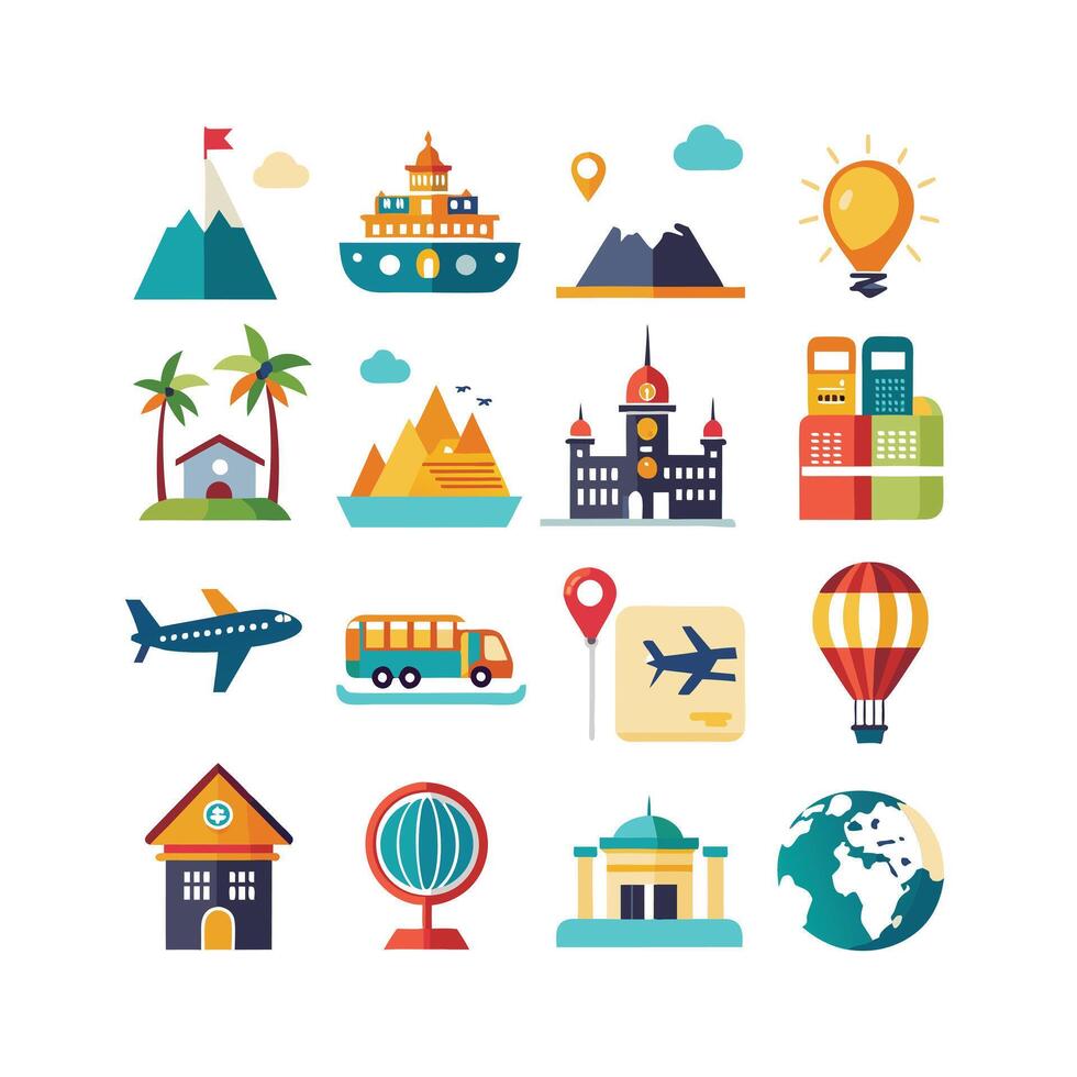 Travel Icon Set Collection for Documents, Websites and Mobile Applications vector