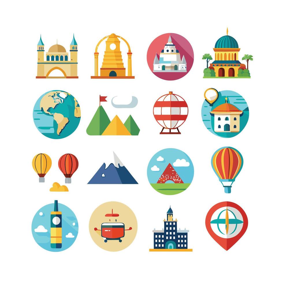 Travel Icon Set Collection for Documents, Websites and Mobile Applications vector