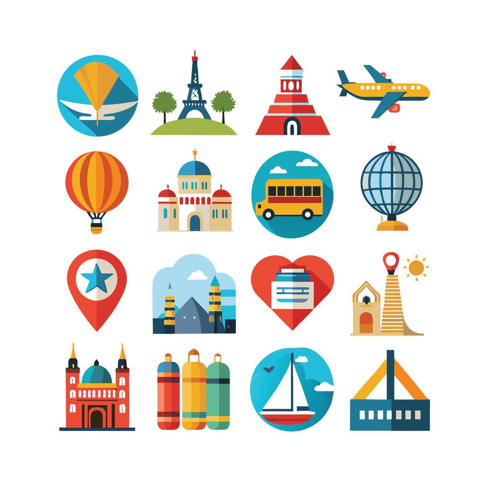 Travel Icon Set Collection for Documents, Websites and Mobile Applications vector