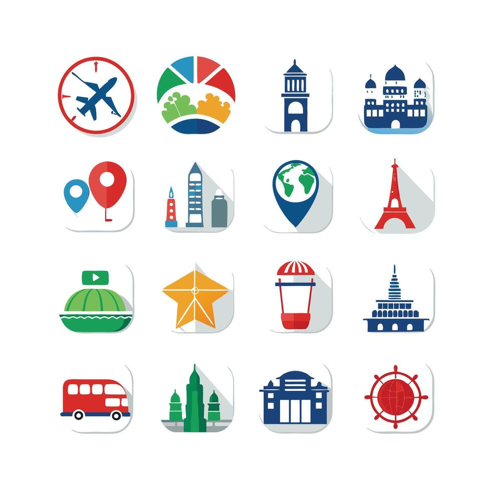 Travel Icon Set Collection for Documents, Websites and Mobile Applications vector