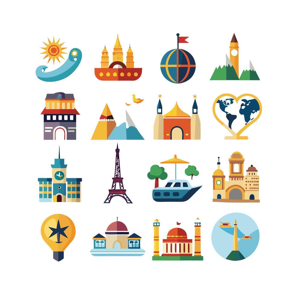 Travel Icon Set Collection for Documents, Websites and Mobile Applications vector