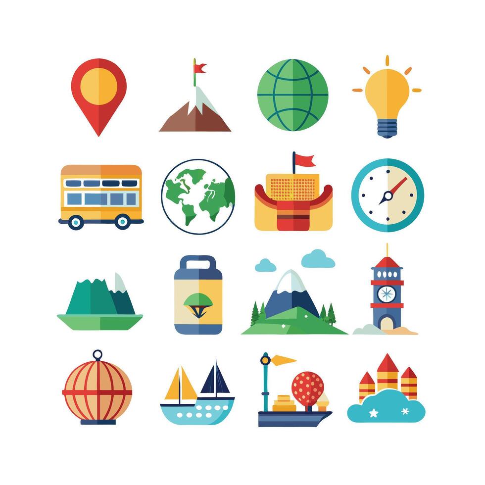 Travel Icon Set Collection for Documents, Websites and Mobile Applications vector