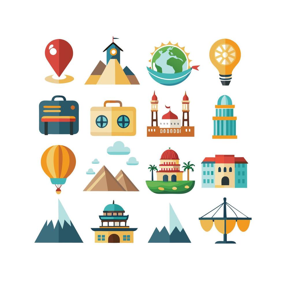 Travel Icon Set Collection for Documents, Websites and Mobile Applications vector
