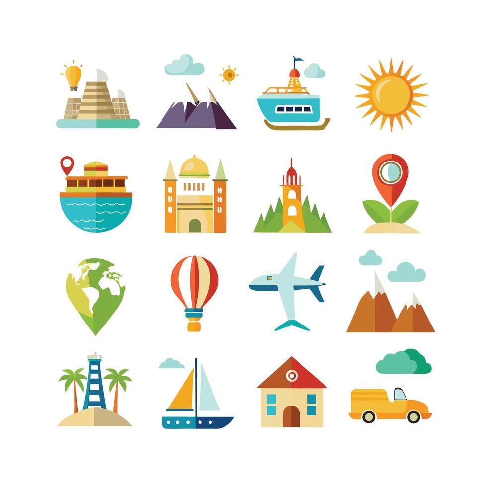 Travel Icon Set Collection for Documents, Websites and Mobile Applications vector