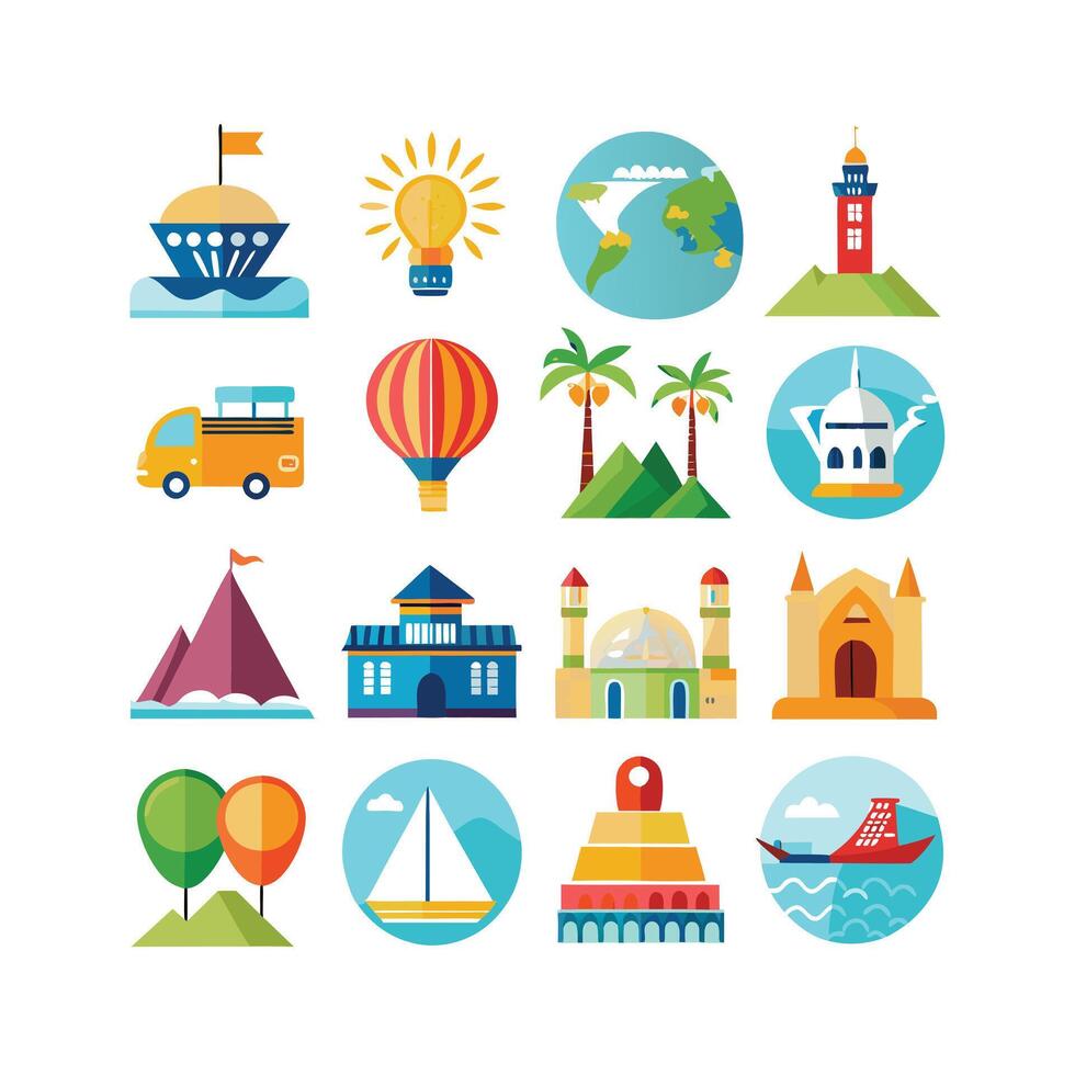 Travel Icon Set Collection for Documents, Websites and Mobile Applications vector